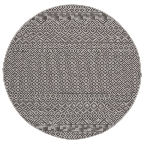 Courtyard 4 x 4 Brown/Gray Tribal Round Rug