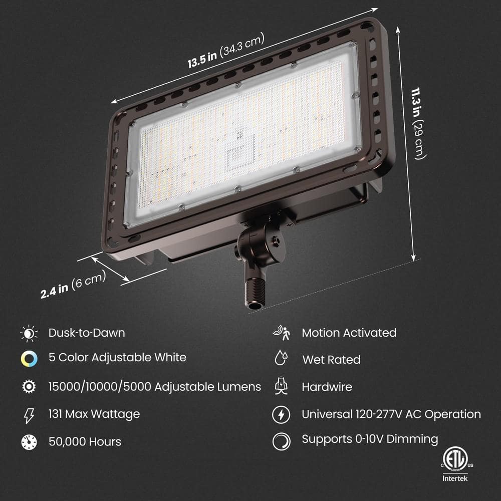 Bronze Adjustable LED Security Flood Light with Polycarbonate Lens