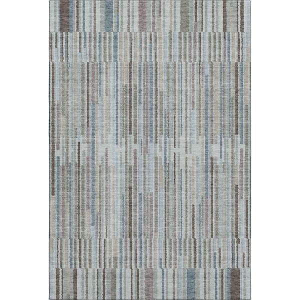 Mayfield Premium Machine Washable Abstract AMF2102 Teal 5 ft. x 7 ft. 6 in. Area Rug