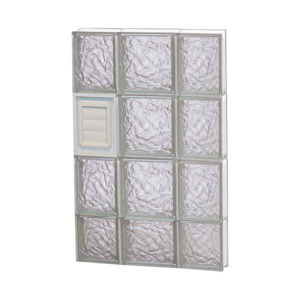Clearly Secure 19.25 in. x 29 in. x 3.125 in. Frameless Ice Pattern Glass Block Window with Dryer Vent