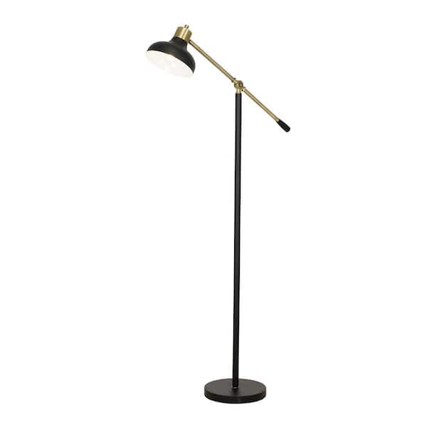 Cresswell 59 125 In Matte Black And Gold Accents Mid Century Modern Floor Lamp Bm1562 01 The Home Depot Cresswell 59 125 In Matte Black And, Modern Black Task Floor Lamp