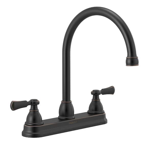 Peerless Elmhurst Two Handle Standard Kitchen Faucet with Twist Aerator in Oil Rubbed Bronze