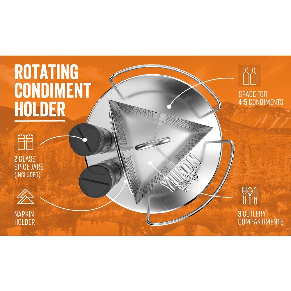 Stainless Steel Rotating Condiment Caddy with Utensil Holder
