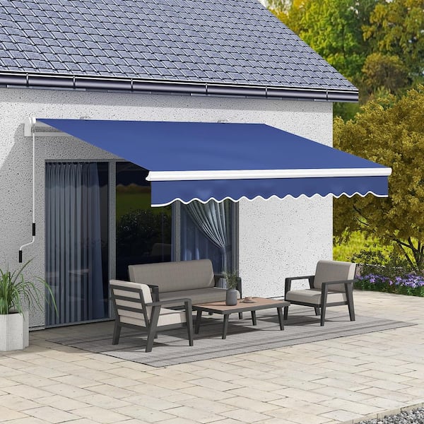 Outsunny 13 ft. Manual Retractable Awning Sun Shade Shelter (155