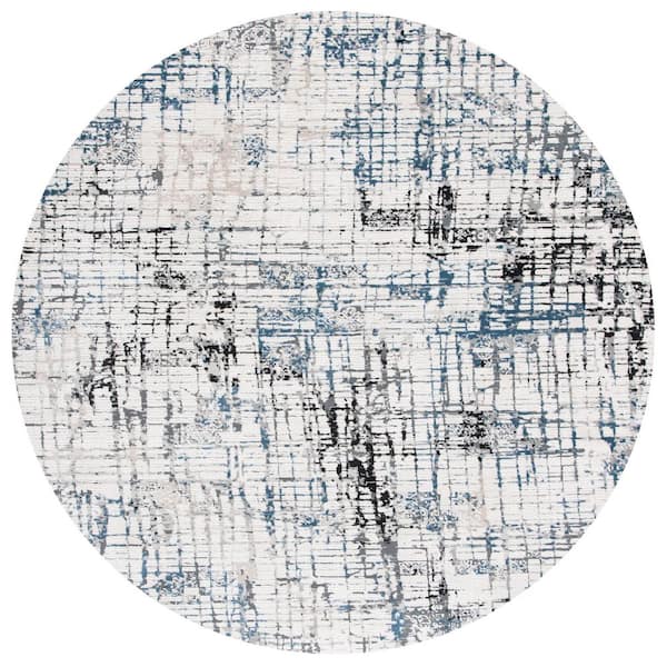 Invista 7 ft. x 7 ft. Ivory/Gray Distressed Modern Round Area Rug