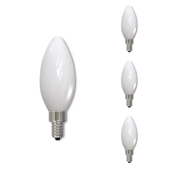 Bulbrite 40 - Watt Equivalent Warm White Light B11 (E12) Candelabra Screw Base Dimmable Milky 2700K LED Light Bulb (4-Pack)