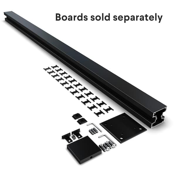 HOFT Line Post Kit 73 in. x 3 in. x 3 in. Black Aluminum Deck Fence Line Post and Hardware Kit C6