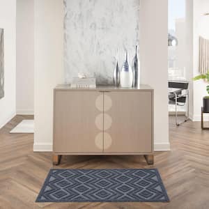 Versatile Navy Blue doormat 2 ft. x 4 ft. Diamond Contemporary Patio Kitchen Area Rug