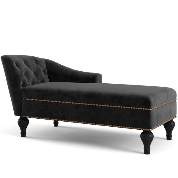 black fabric chaise lounge