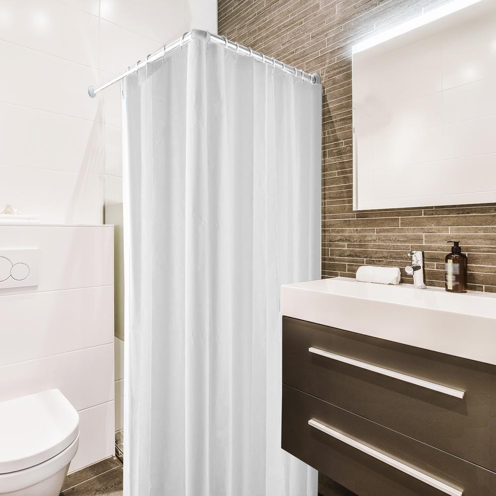 White L-Shaped Wall Mounted Corner Shower Curtain Rod