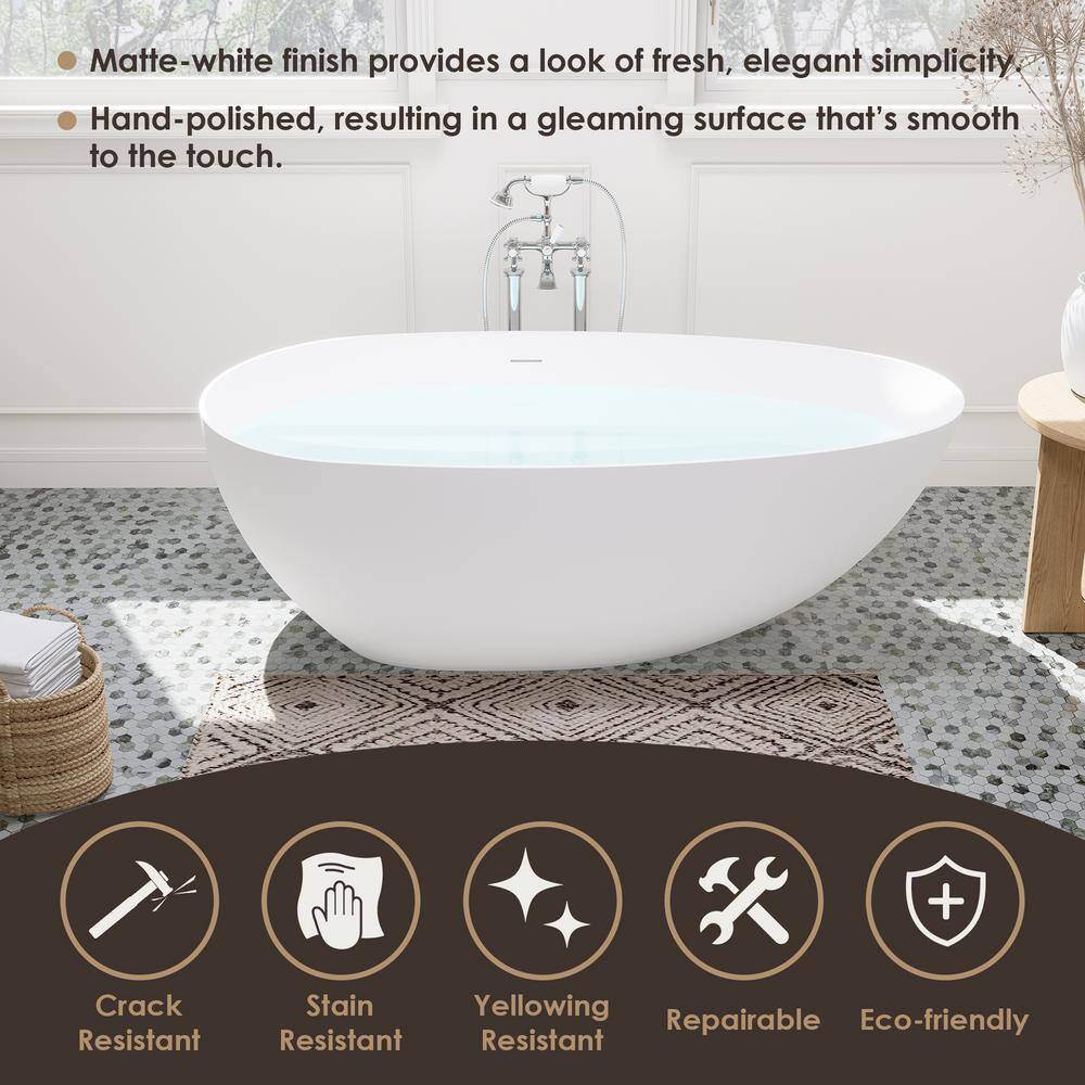 Giotto 67" Matte White Solid Surface Freestanding Soaking Bathtub