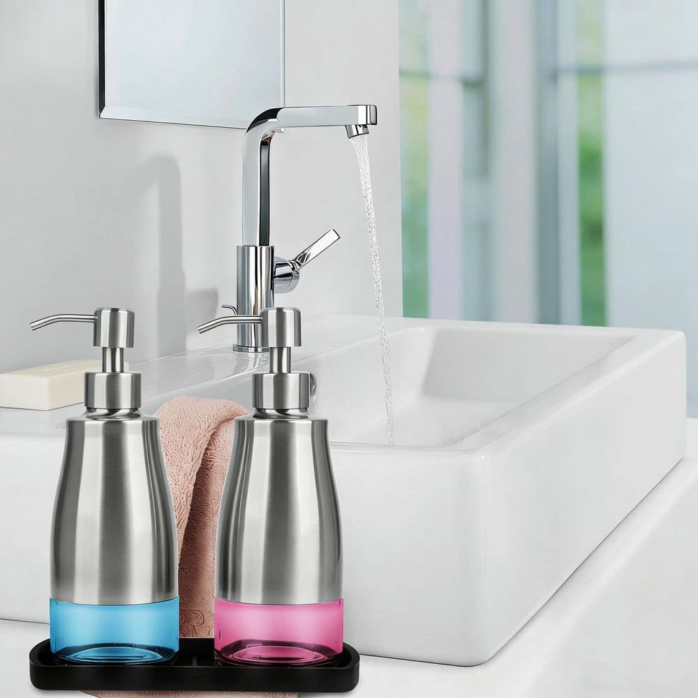 Kitchen Soap Dispenser Set with Tray, Brushed Nickel Glass Soap Dispenser, Refillable Hand and Dish Dispenser price history on PriceWatchPro