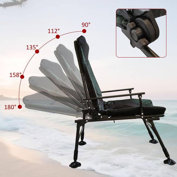 Sudzendf Gray Portable Folding Camping Lounge Chair with Sudzendf Gray Portable Folding Camping Lounge Chair with