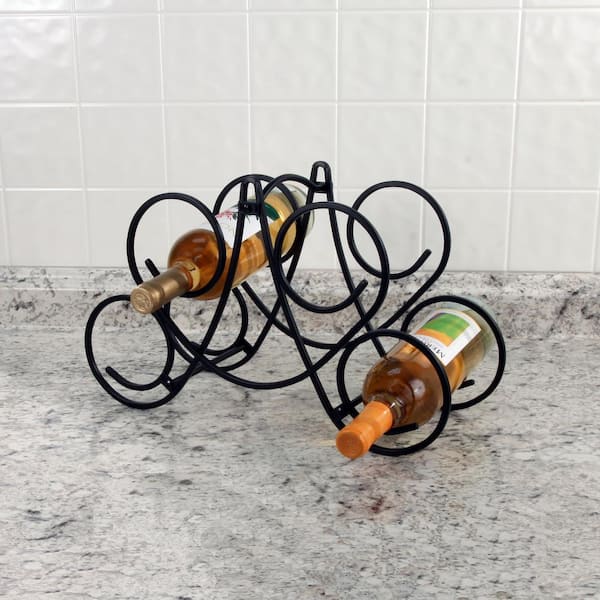 Bordeaux 9.75 in. x 16.5 in. x 7.5 in. Steel Knock Down 5-Bottle Wine Rack in Black