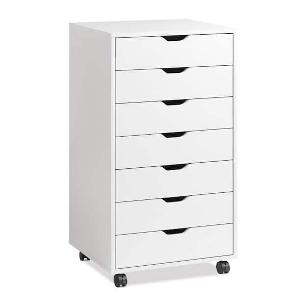 ATHMILE White 7-Drawer Tall Chest of-Drawers (18.9 in. W x 34.5 in H.)