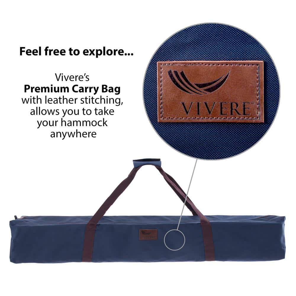 Denim Striped Cotton Double Hammock with Steel Stand