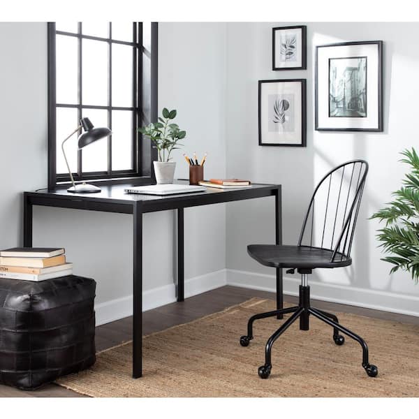 Riley Wood Adjustable Height High Back Office Chair in Black Wood and Black Metal