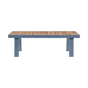 Nofi Gray Rectangular Aluminum and Teak Wood Outdoor Coffee Table