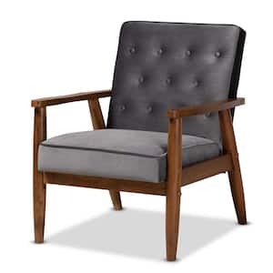 Sorrento Grey Velvet Lounge Chair