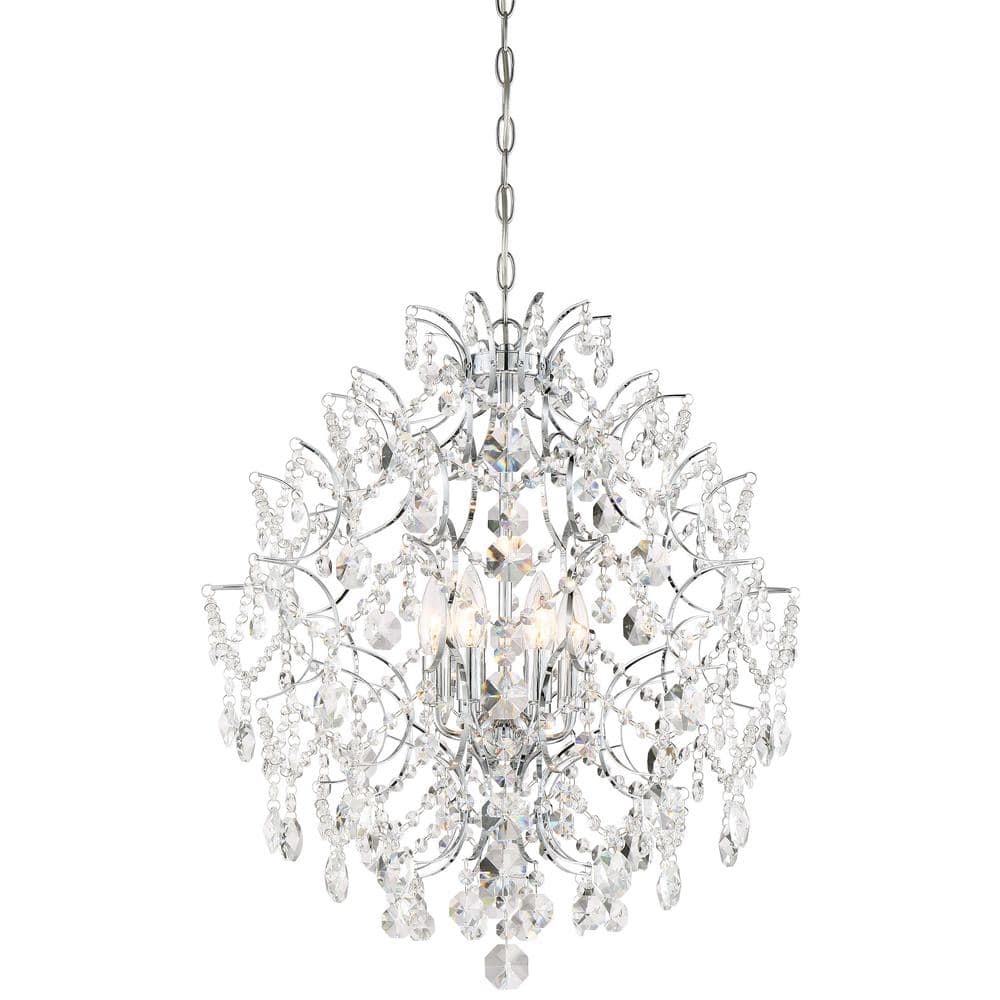 Isabella's Crown 6-Light Chrome Crystal Candle Chandelier