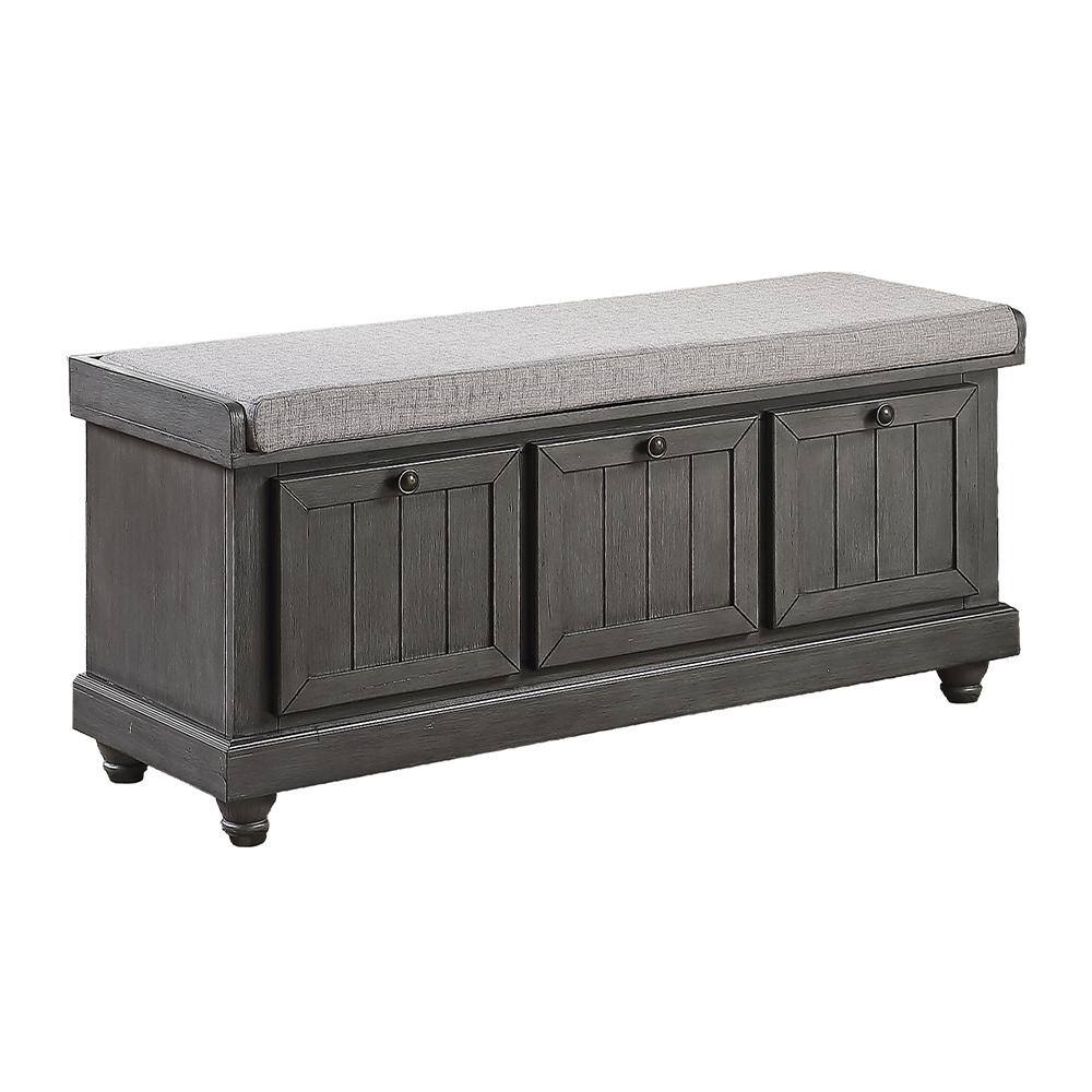 Woodwell 44" Dark Gray Lift-Top Storage Bench
