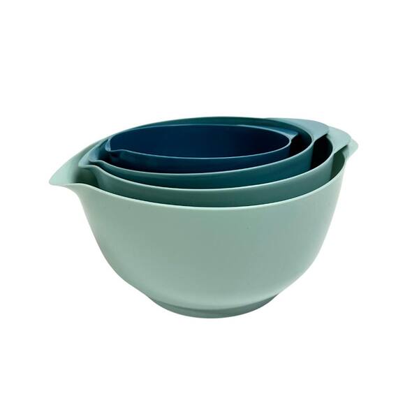 LEXI HOME Nested 4-Piece Plastic Blue Mixing Bowl Set with Non-Slip Base