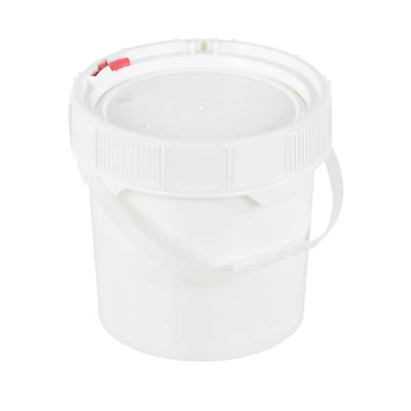 5.3 Gallon White Rectangular Bucket/Pail with Hinged Snap Lid, 4 Pack