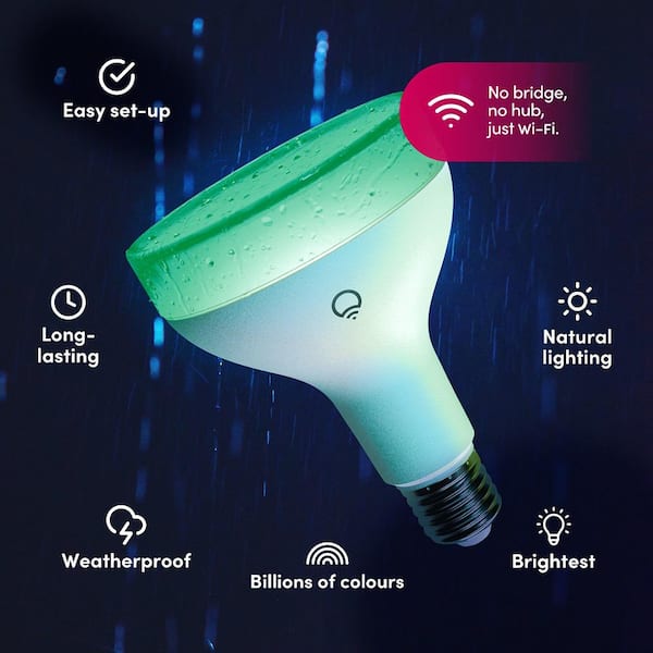 75-Watt Equivalent BR30 RGB Multi-Color Smart Wi-Fi E26 LED Light Bulb, Works w/ Alexa/Hey Google/HomeKit Tunable White