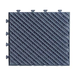 12.25 in. x 12.25 in. Outdoor Square Composite Interlocking Flooring Deck Tiles in Dark Gray (Pack of 9 Tiles)