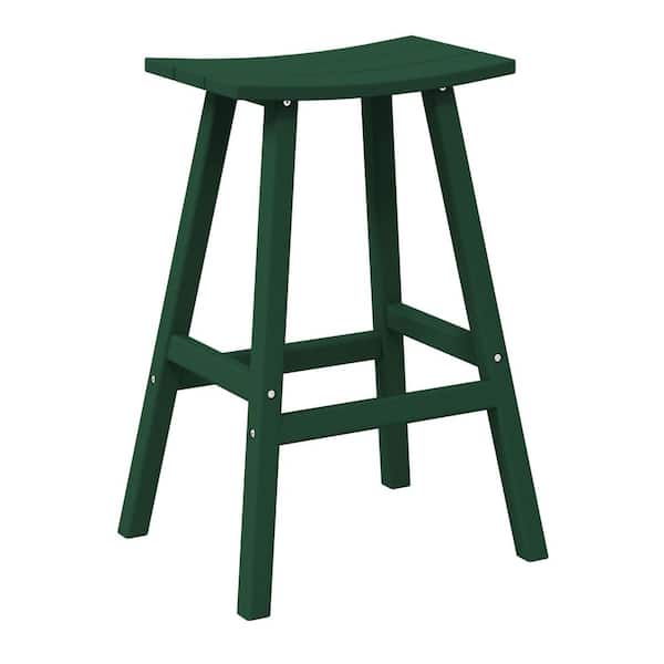 WESTIN OUTDOOR Franklin Dark Green 29 in. Poly HDPE Fade Resistant Outdoor Patio Saddle Seat Pub Height Bar Stool