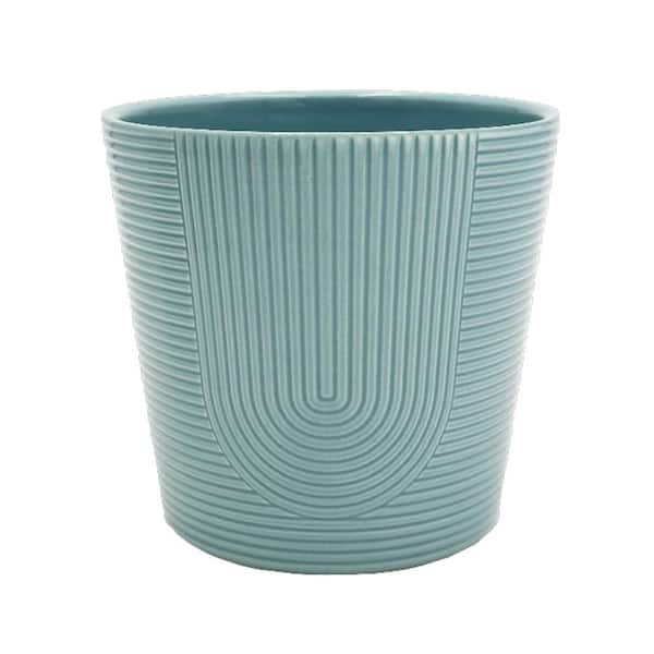 CHG CLASSIC HOME & GARDEN 10.7 in. D x 9.5 in. H Boho Light Blue Plastic Pot with Drainage Plug