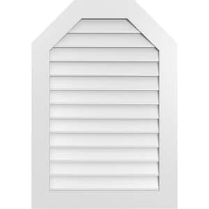 28 in. x 40 in. Octagonal Top Surface Mount PVC Gable Vent: Decorative with Standard Frame