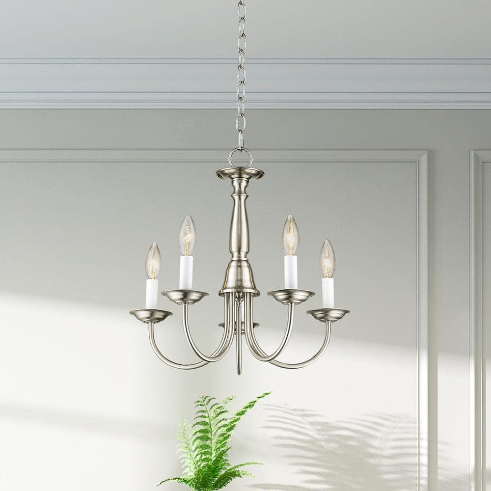 Brushed Nickel 5-Light Traditional Steel Chandelier