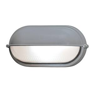 Nauticus 1-Light Satin Outdoor Bulkhead Light with Frosted Glass Shade
