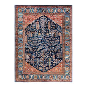 Serapi Blue 9 ft. x 12 ft. Tribal Wool Indoor Area Rug