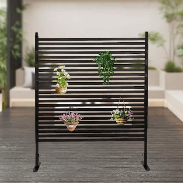 YIYIBYUS 4.92 ft. x 3.94 ft. Outdoor Metal Steel Freestanding Privacy Fence Screen Patio Garden Decorative Fence