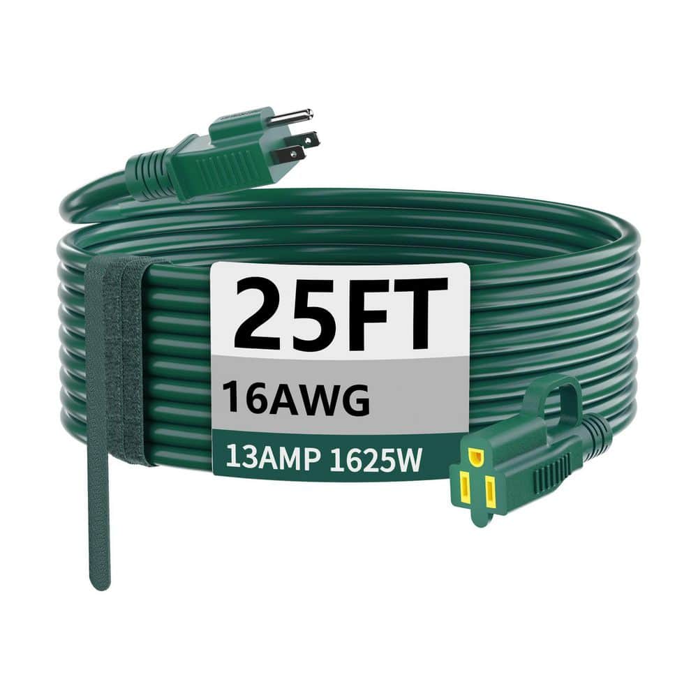 25ft 16 / 3 Gauge SJTW Indoor/Outdoor Braided Extension Cord with Hook & Strain Relief, 13A 1625W, Green price history on PriceWatchPro