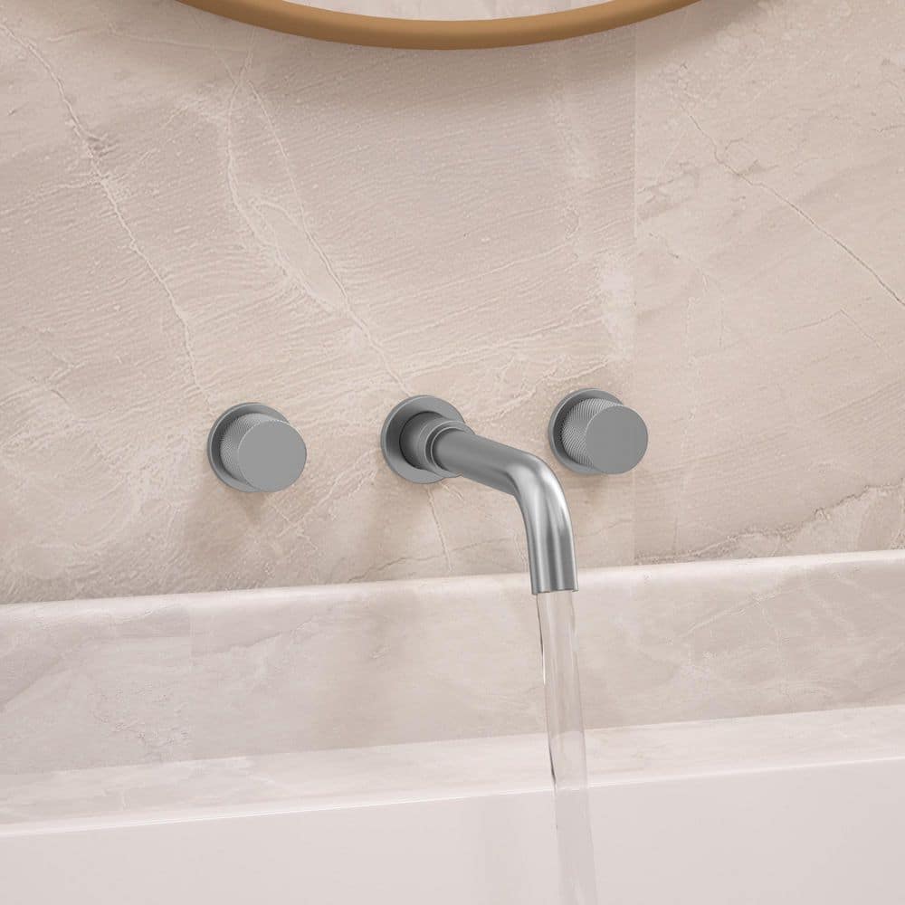 Wall Mount Bathroom Faucet with 2 Handles, Pop-Up Drain, 360° Swivel Spout in Brushed Nickel price history on PriceWatchPro