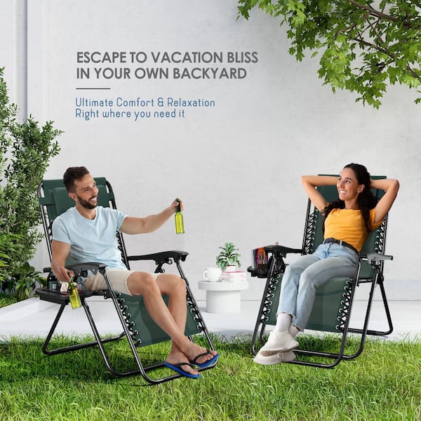 HEARTH & HARBOR 4-Piece Forest Green Zero Gravity Chairs, Metal