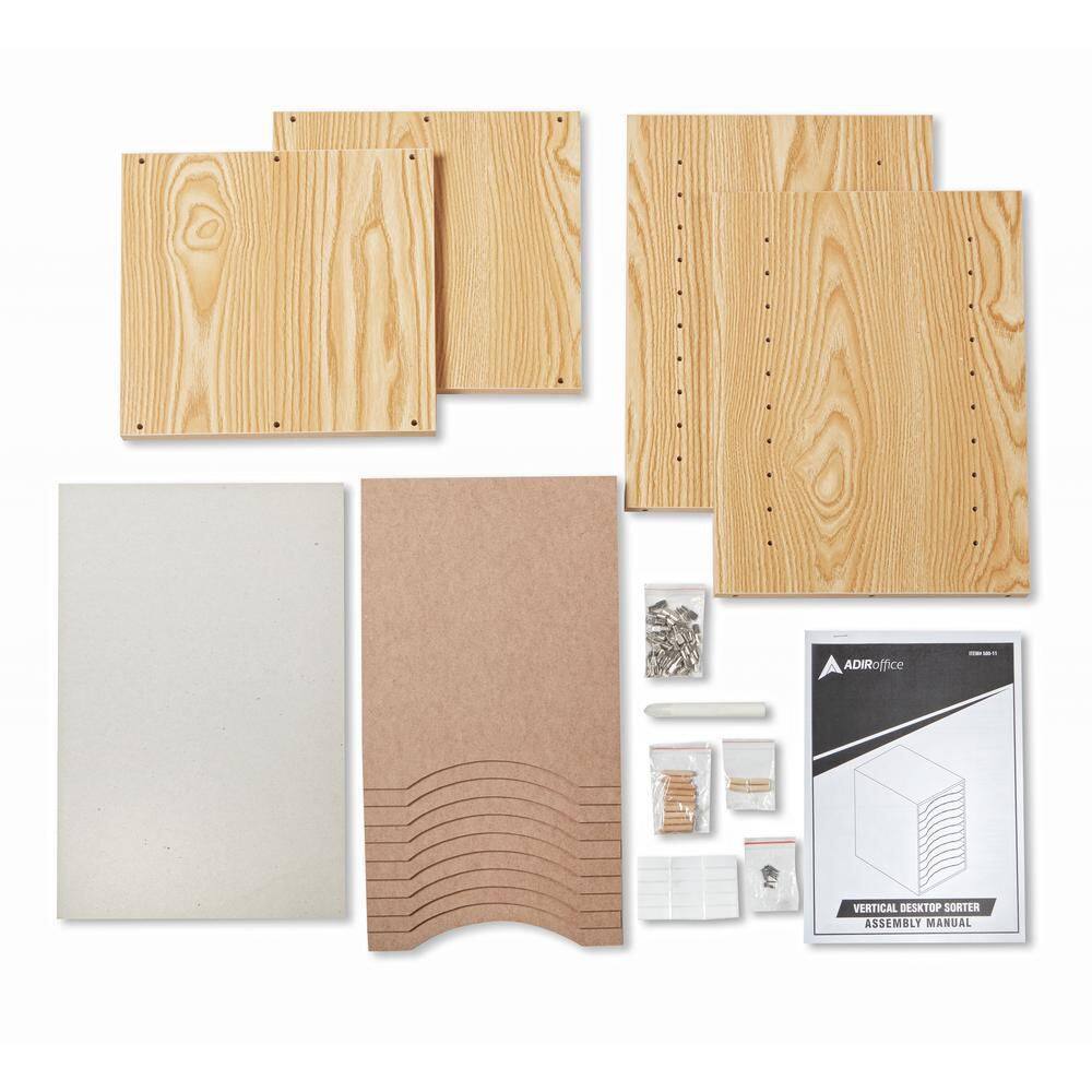 Medium Oak MDF 11-Compartment Vertical Paper Sorter, 2-Pack