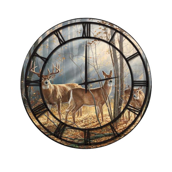 Unbranded "Woodland Splendor" Full Coverage Art and Black Numbers Imaged Wall Clock