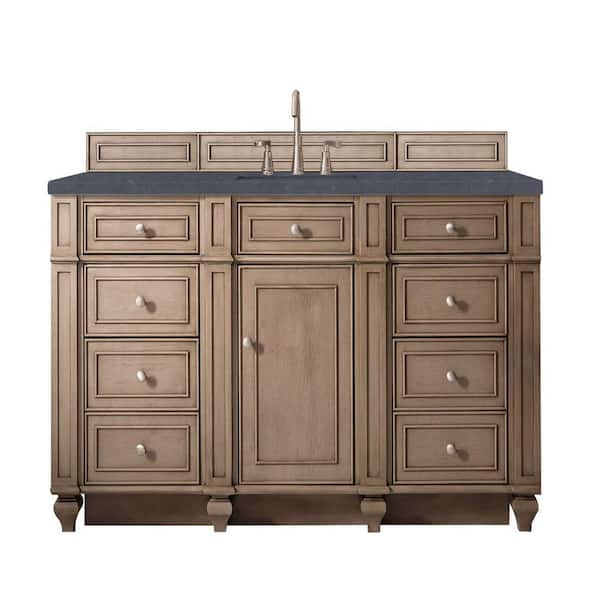 James Martin Vanities Bristol 60 in. W x 23.5 in.D x 34 in. H Single Bath Vanity in Whitewashed Walnut with Quartz Top in Charcoal Soapstone