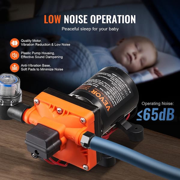 VEVOR 12V Diaphragm Pump 11.36L/min 4 Chamber DC Water Pump With