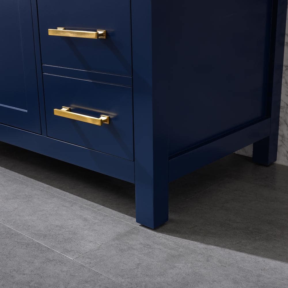 Navy Blue 42" Freestanding Solid Wood Bathroom Vanity
