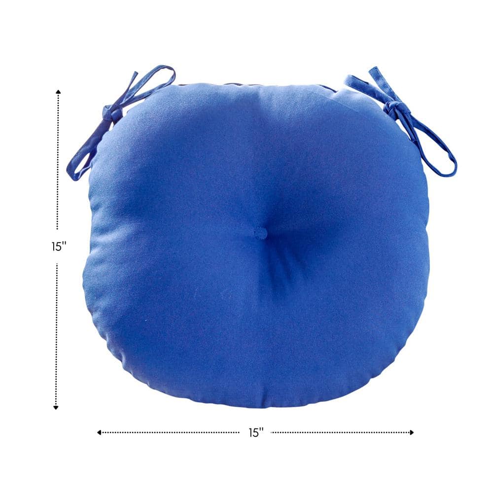 Marine Blue Round Polyester Bistro Seat Cushions, Set of 2