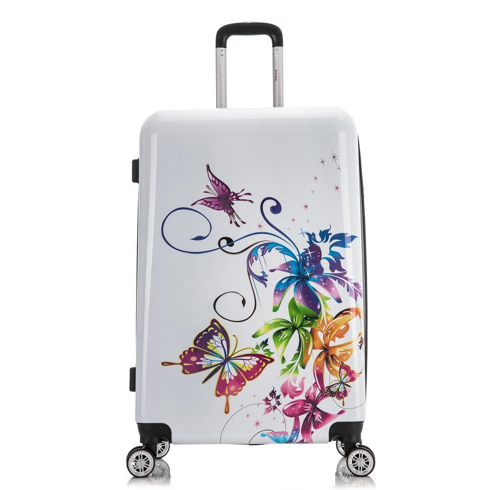 Ful 31 in. White Luggage Impulse Mixed Dots Hardside Spinner