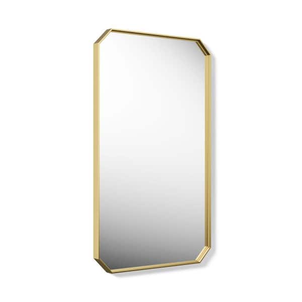 Claude by Studio McGee 24 in. Rectangular Framed Surface-Mount Bathroom Vanity Mirror In Vibrant Brushed Moderne Brass