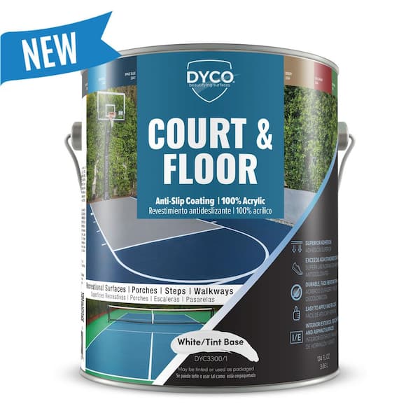Court and Floor Anti-Slip Coating Paint for Pickleball and Basketball Courts, Tintable White, 1-gallon