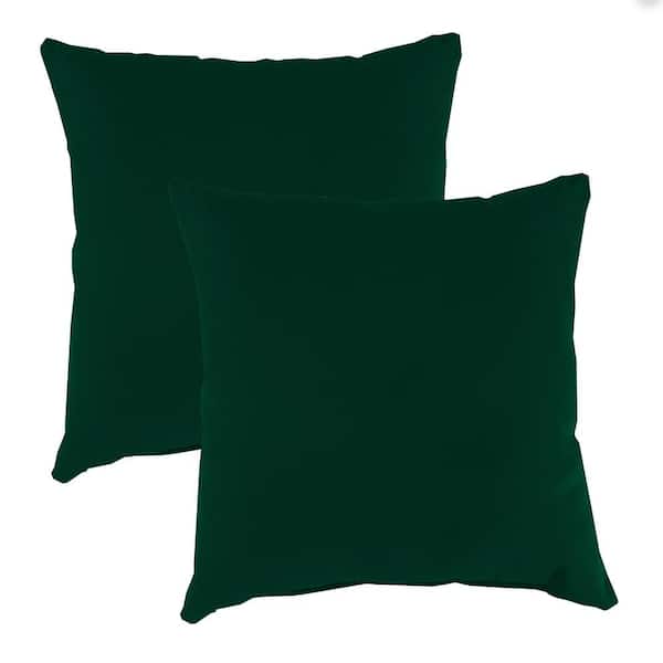 Jordan Manufacturing 16 in. L x 16 in. W x 4 in. T Square Outdoor Throw Pillow in Forest Green Solid (2-Pack)