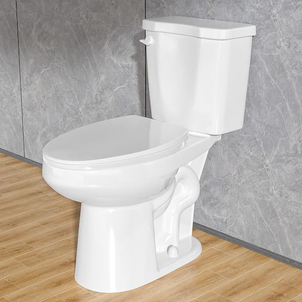 19 in. ADA Height 2-Piece Toilet 1.28 GPF Single Flush Elongated White Tall Toilet Comfort Bowl Height Bathroom Toilet